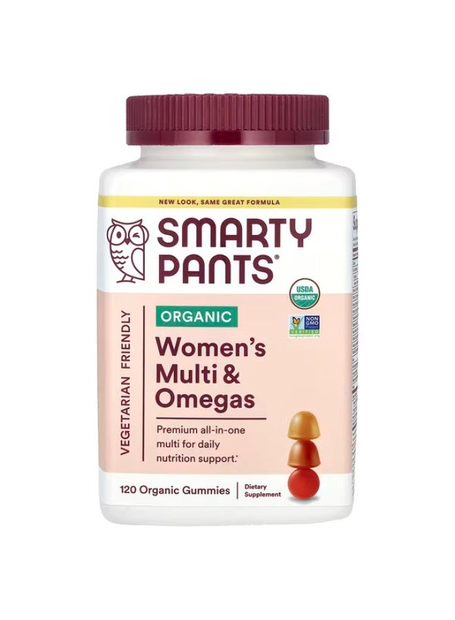 SmartyPants, Organic Women's Multi & Omegas, Raspberries, Lemon Lime and Grape, 120 Organic Gummies